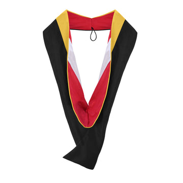 Masters Hood For Science, Mathematics, Political Science - Gold/Red/White by Wholesale Grad Supply