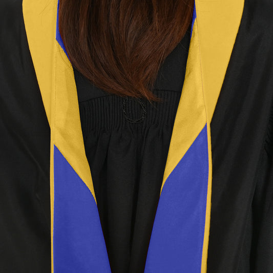 Masters Hood For Science, Mathematics, Political Science - Gold/Royal Blue/Gold by Wholesale Grad Supply