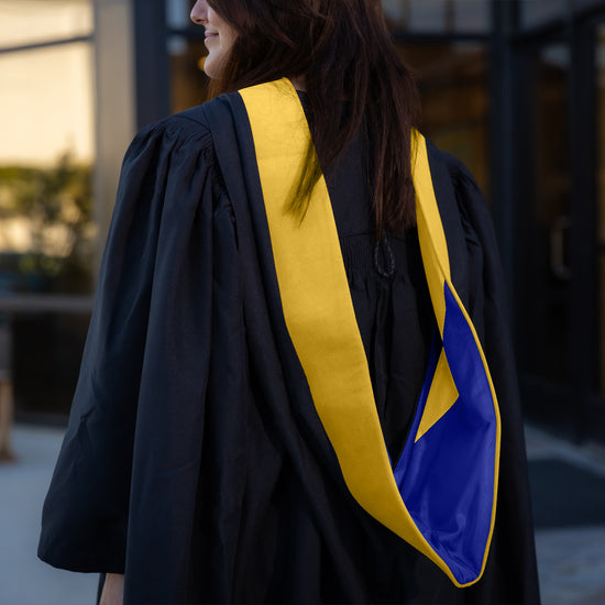 Masters Hood For Science, Mathematics, Political Science - Gold/Royal Blue/Gold by Wholesale Grad Supply