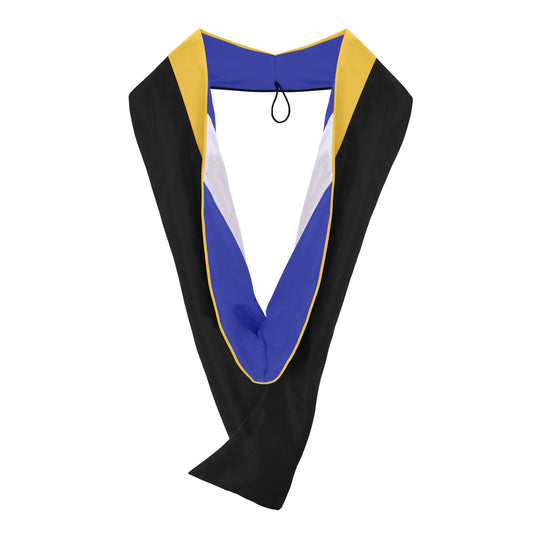 Masters Hood For Science, Mathematics, Political Science - Gold/Royal Blue/White by Wholesale Grad Supply