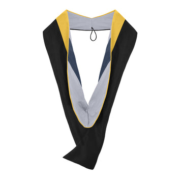 Masters Hood For Science, Mathematics, Political Science - Gold/Silver/Navy Blue by Wholesale Grad Supply