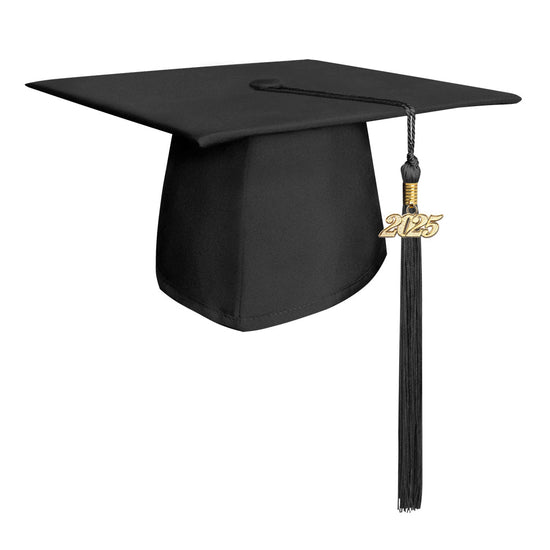 Matte Black Graduation Cap & Tassel by Wholesale Grad Supply