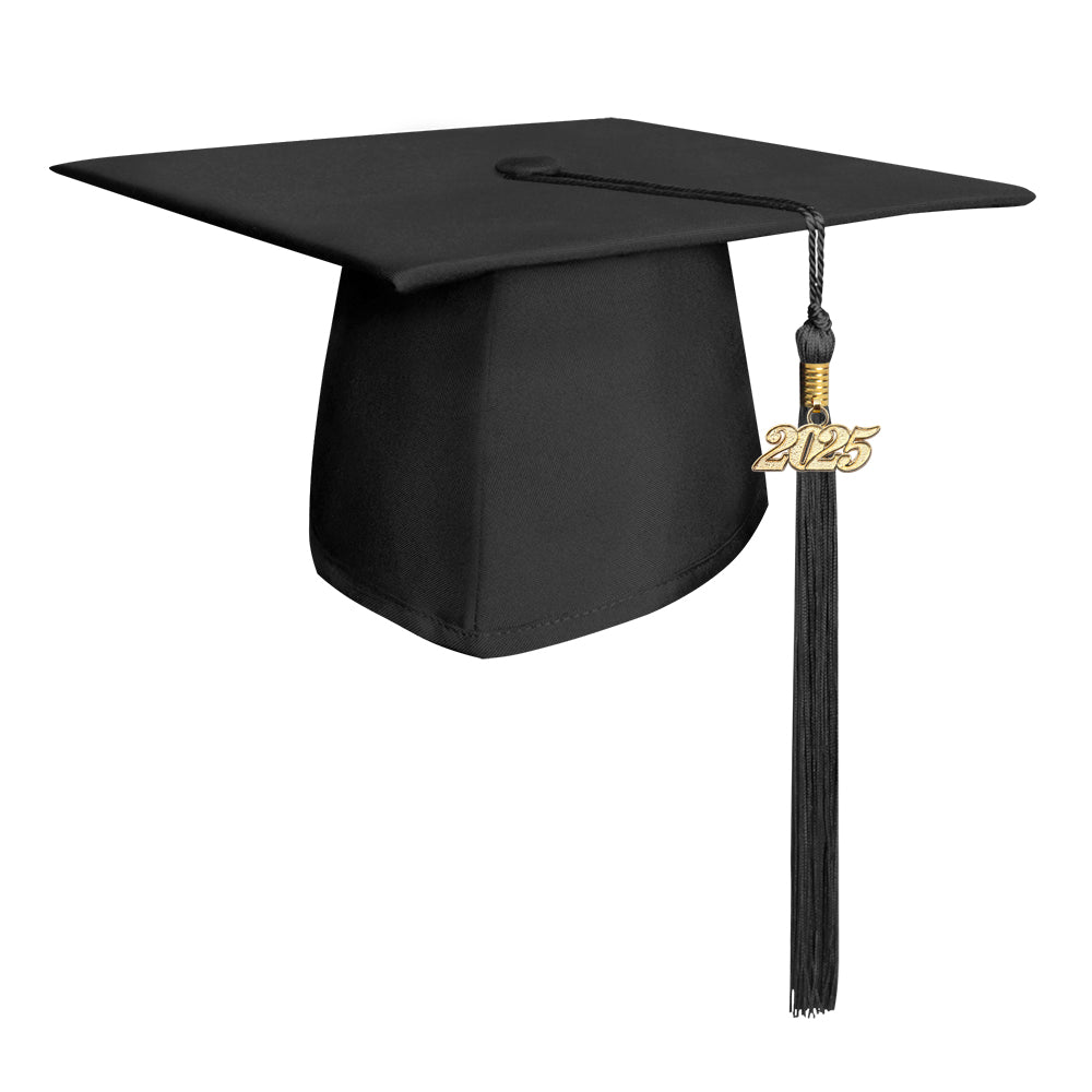 Matte Black Graduation Cap & Tassel by Wholesale Grad Supply