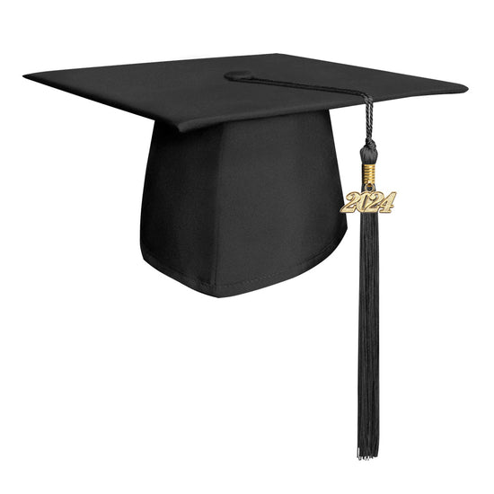 Matte Black Graduation Cap & Tassel by Wholesale Grad Supply