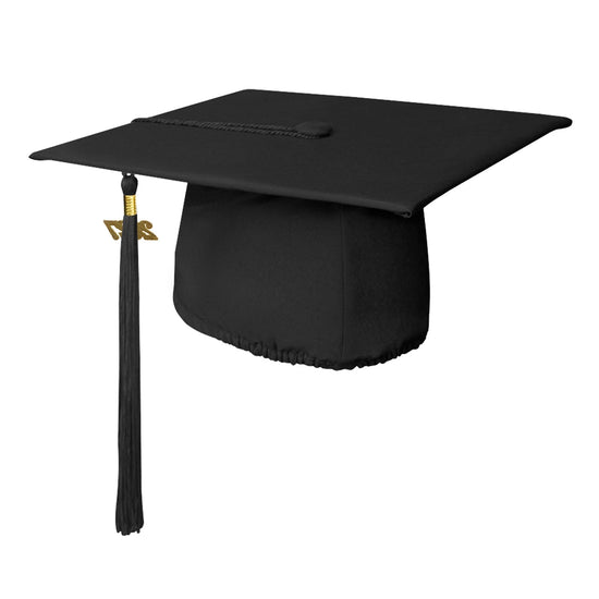 Matte Black Graduation Cap & Tassel by Wholesale Grad Supply