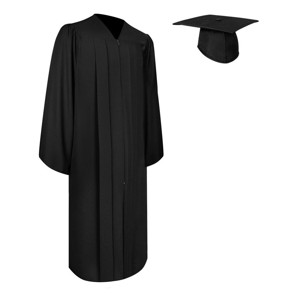 Matte Black Graduation Gown & Cap by Wholesale Grad Supply