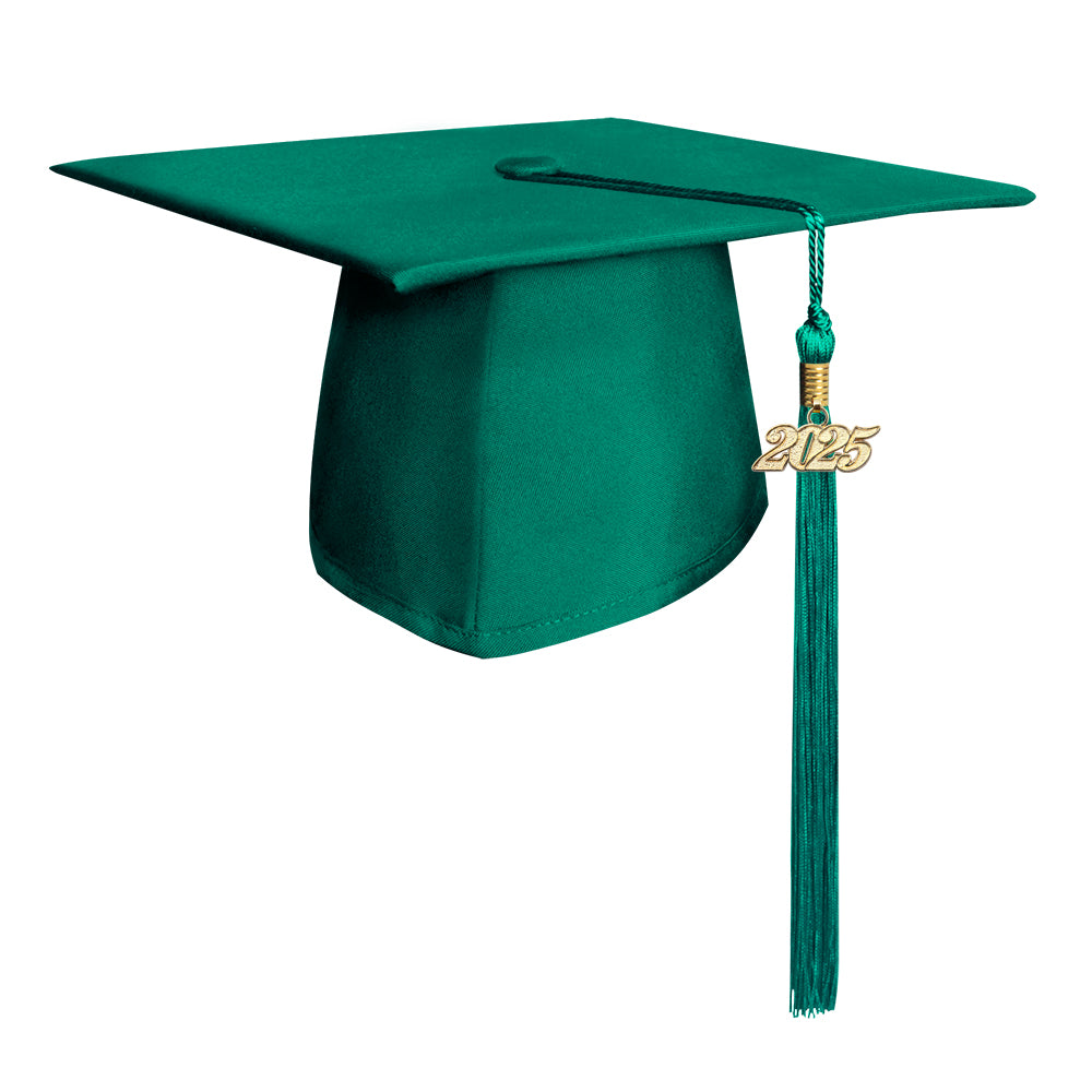 Matte Emerald Green Graduation Cap & Tassel by Wholesale Grad Supply