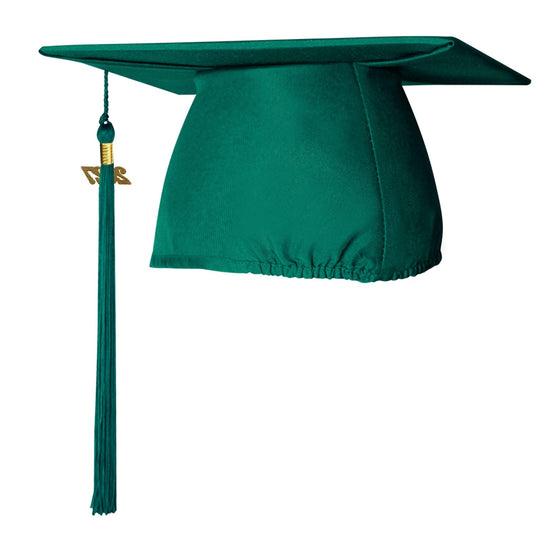 Matte Emerald Green Graduation Cap & Tassel by Wholesale Grad Supply