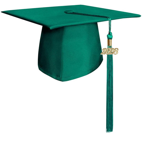 Matte Emerald Green Graduation Cap & Tassel by Wholesale Grad Supply