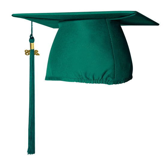 Matte Emerald Green Graduation Cap & Tassel by Wholesale Grad Supply