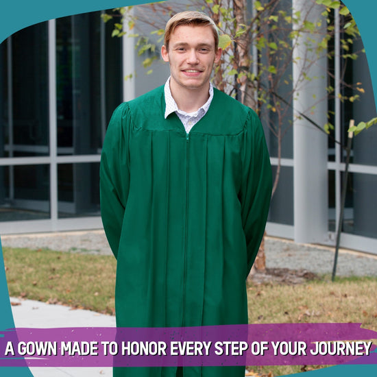 Matte Emerald Green Graduation Gown by Wholesale Grad Supply