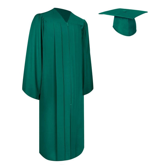 Matte Emerald Green Graduation Gown & Cap by Wholesale Grad Supply