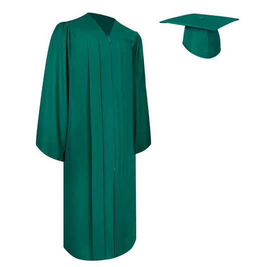 Matte Emerald Green Graduation Gown & Cap by Wholesale Grad Supply