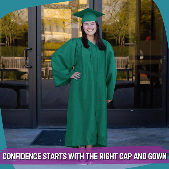 Matte Emerald Green Graduation Gown & Cap by Wholesale Grad Supply
