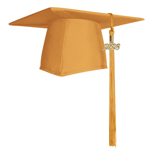 Matte Gold Graduation Cap & Tassel by Wholesale Grad Supply