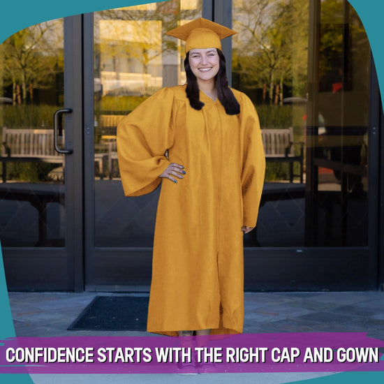 Matte Gold Graduation Gown & Cap by Wholesale Grad Supply