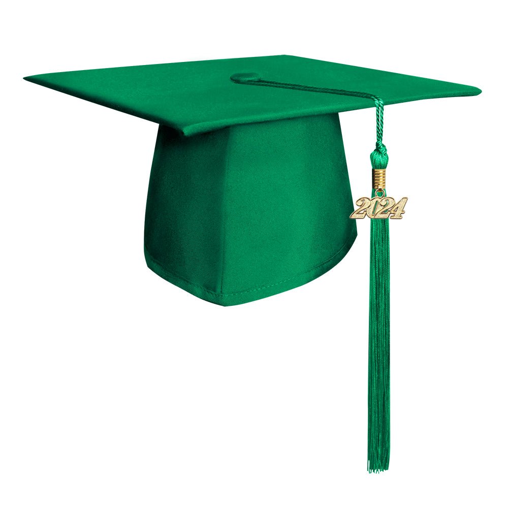 Matte Green Graduation Cap & Tassel by Wholesale Grad Supply
