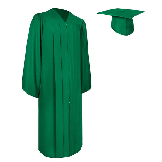 Matte Green Graduation Gown & Cap by Wholesale Grad Supply