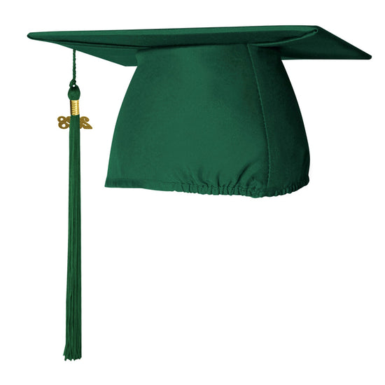 Matte Hunter Green Graduation Cap & Tassel by Wholesale Grad Supply