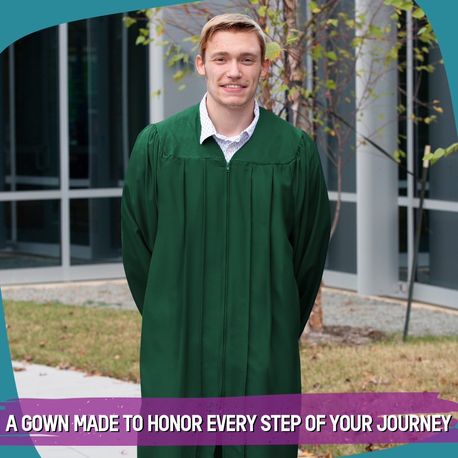 Matte Hunter Green Graduation Gown by Wholesale Grad Supply