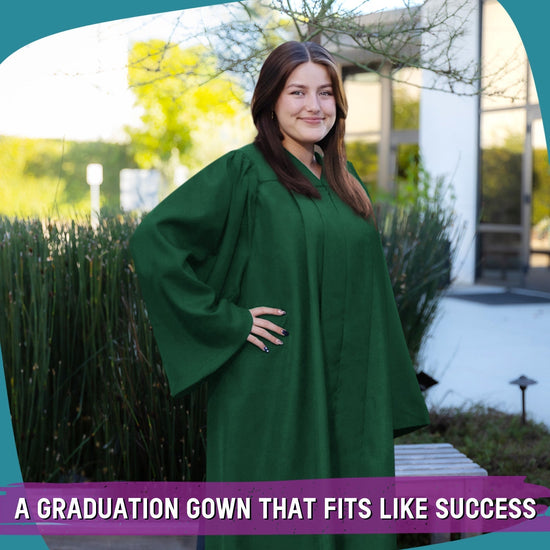 Matte Hunter Green Graduation Gown by Wholesale Grad Supply