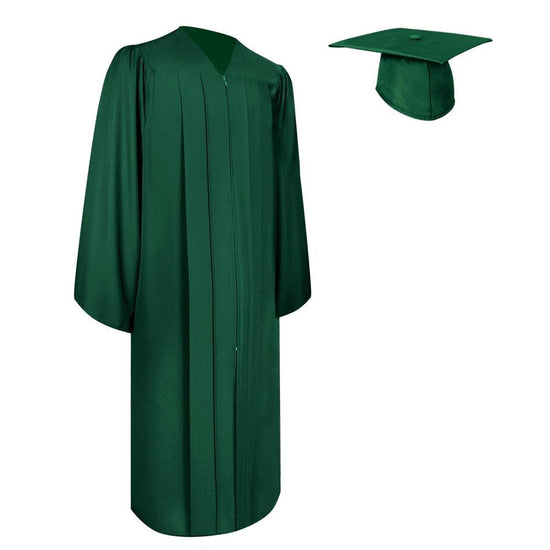 Matte Hunter Green Graduation Gown & Cap by Wholesale Grad Supply