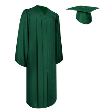 Matte Hunter Green Graduation Gown & Cap by Wholesale Grad Supply