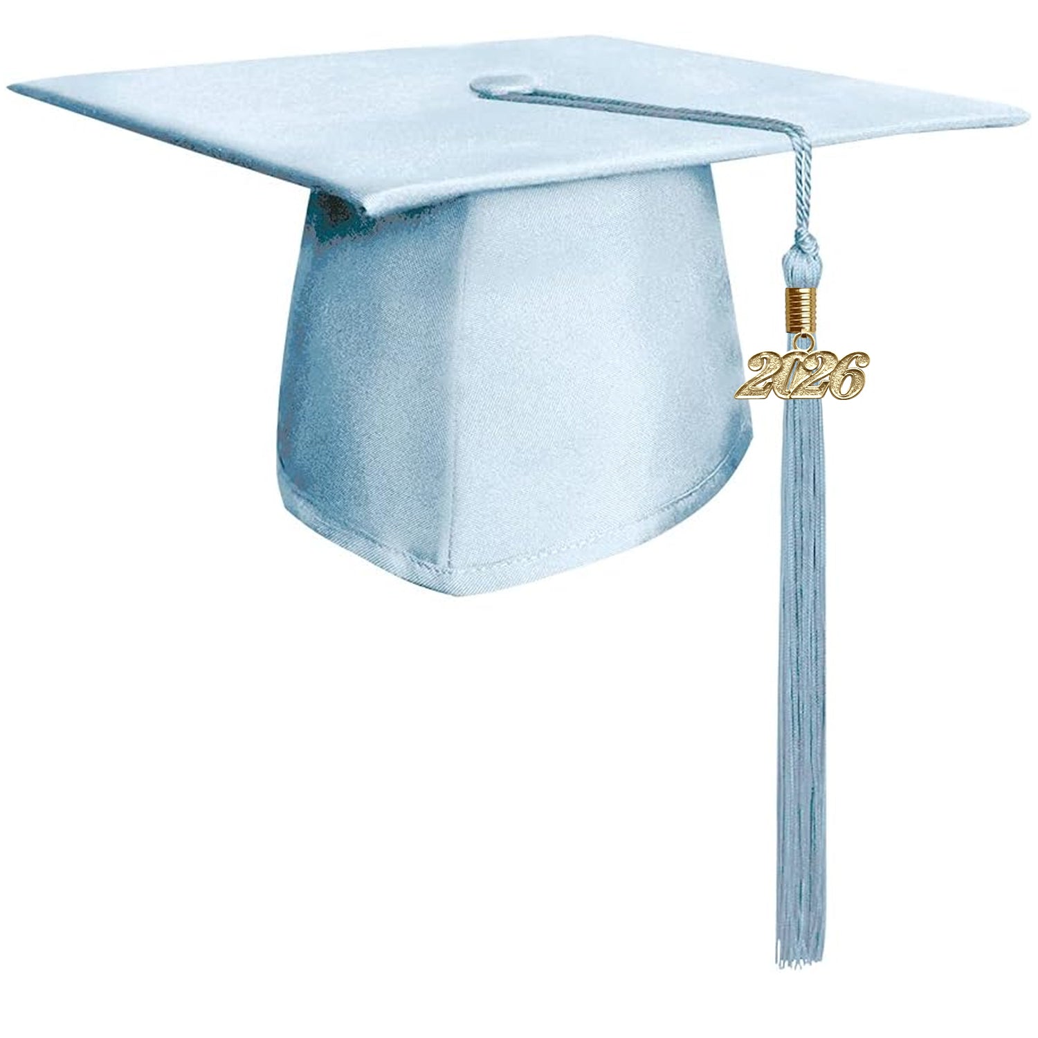 Matte Light Blue Graduation Cap & Tassel by Wholesale Grad Supply