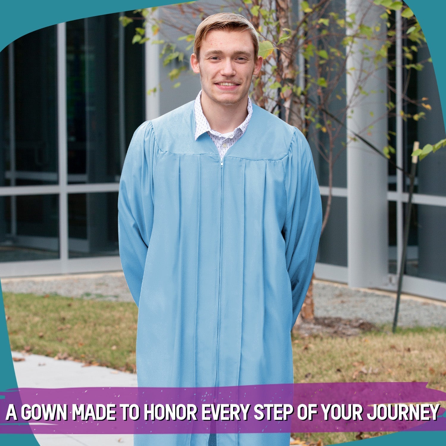 Matte Light Blue Graduation Gown by Wholesale Grad Supply