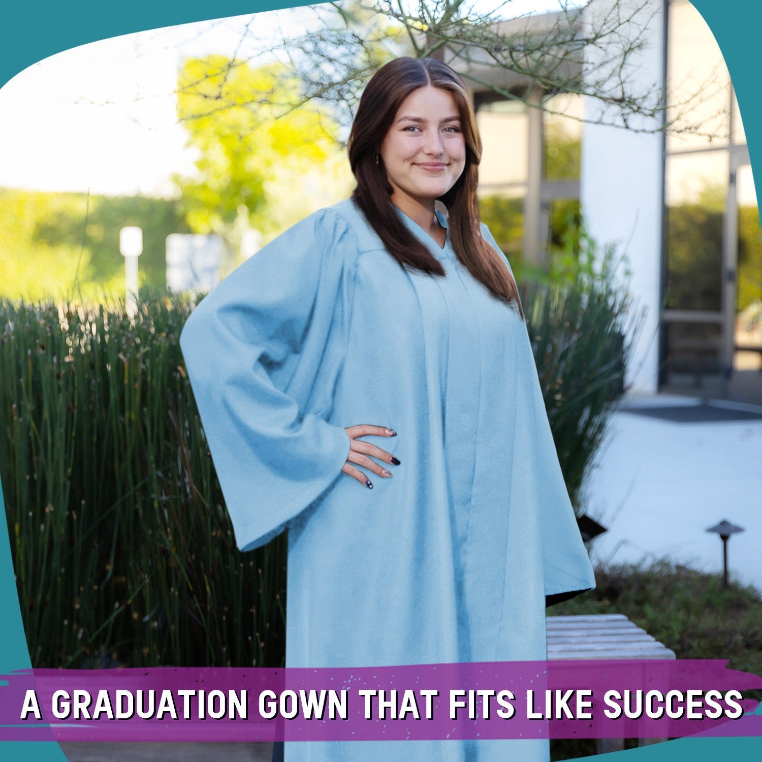 Matte Light Blue Graduation Gown by Wholesale Grad Supply