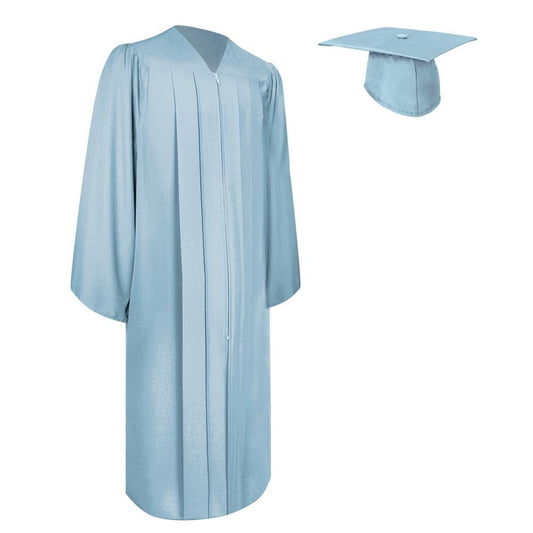 Matte Light Blue Graduation Gown & Cap by Wholesale Grad Supply