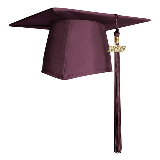 Matte Maroon Graduation Cap & Tassel by Wholesale Grad Supply