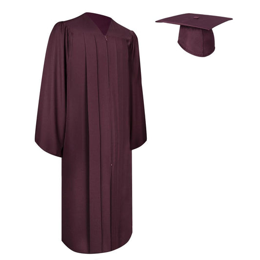 Matte Maroon Graduation Gown & Cap by Wholesale Grad Supply