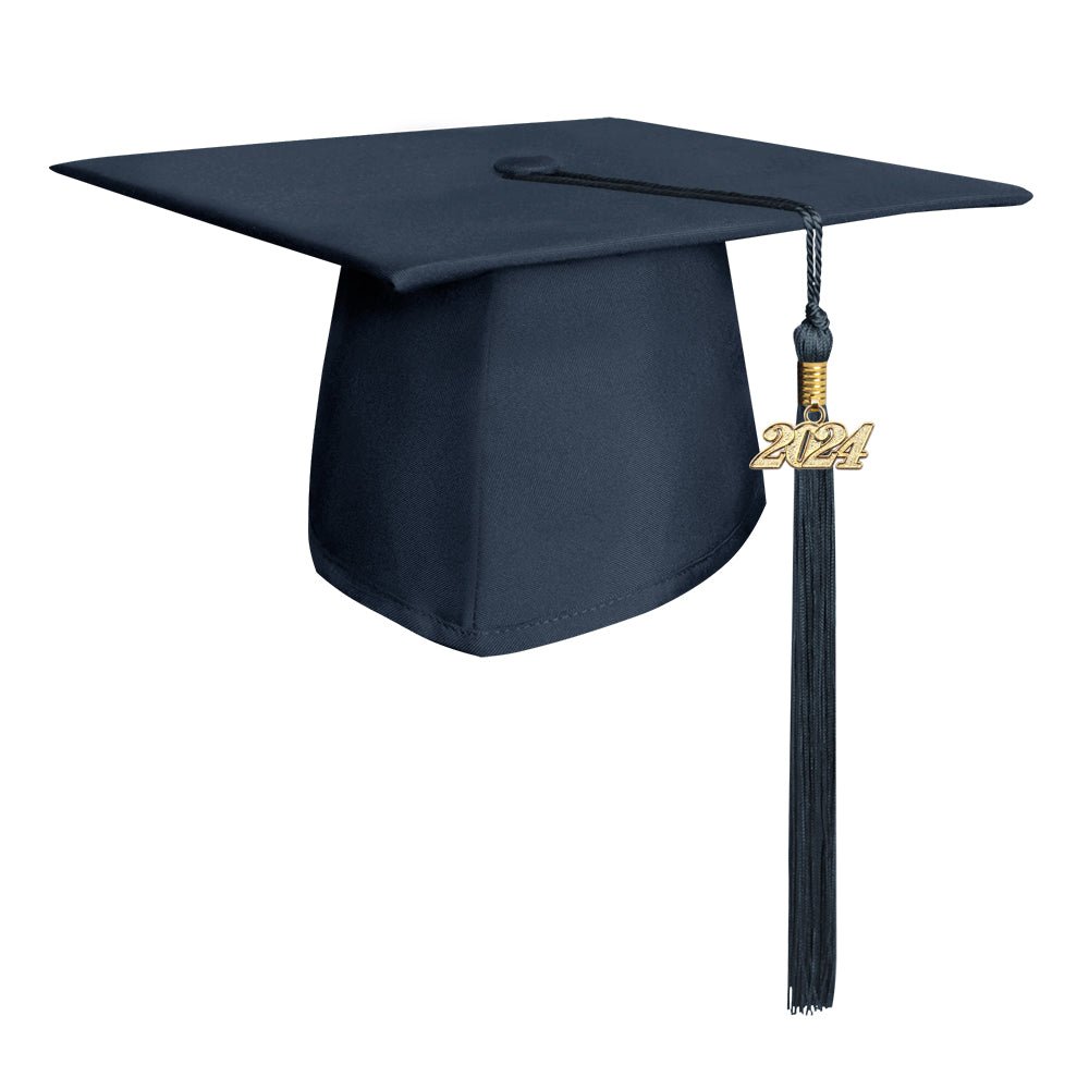 Matte Navy Blue Graduation Cap & Tassel by Wholesale Grad Supply