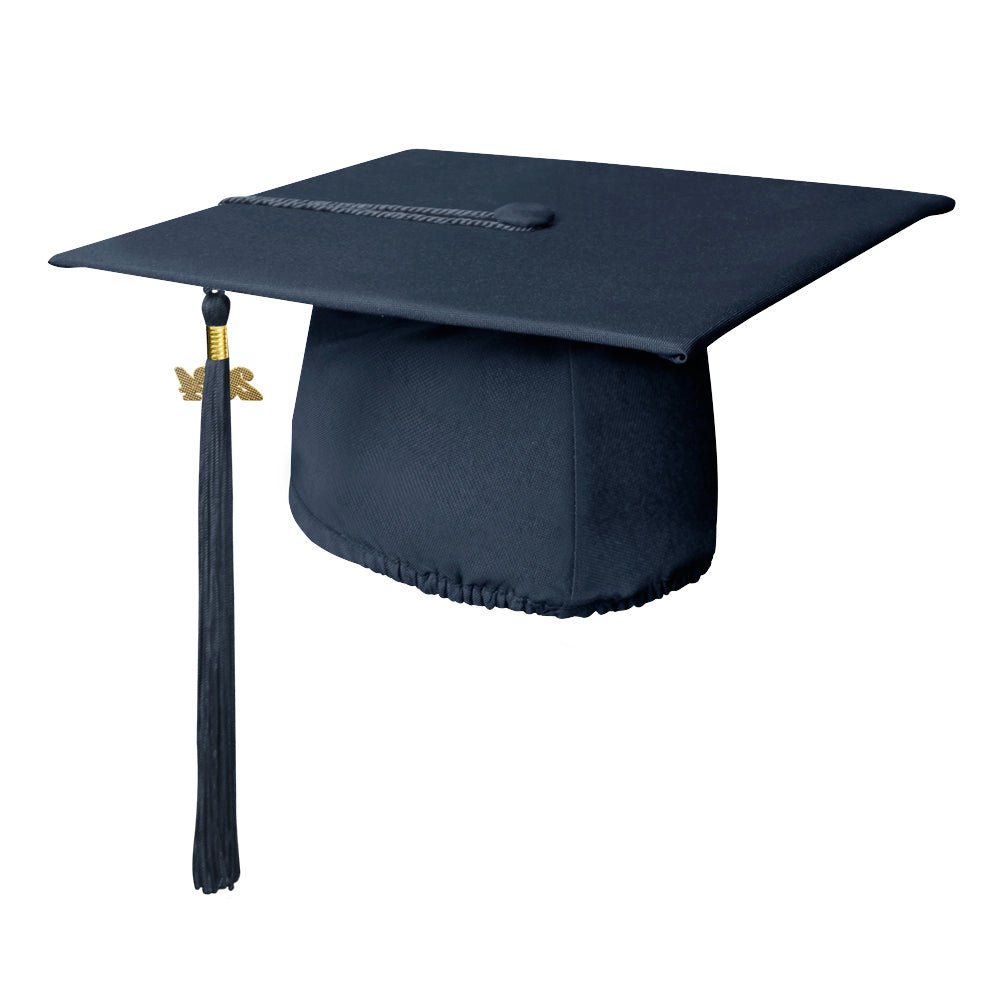 Matte Navy Blue Graduation Cap & Tassel by Wholesale Grad Supply