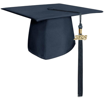 Matte Navy Blue Graduation Cap & Tassel by Wholesale Grad Supply