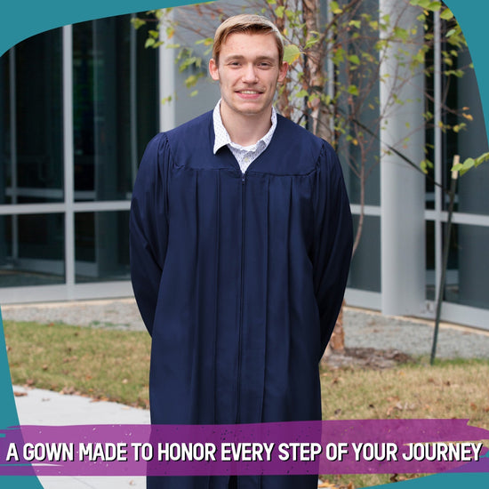 Matte Navy Blue Graduation Gown by Wholesale Grad Supply