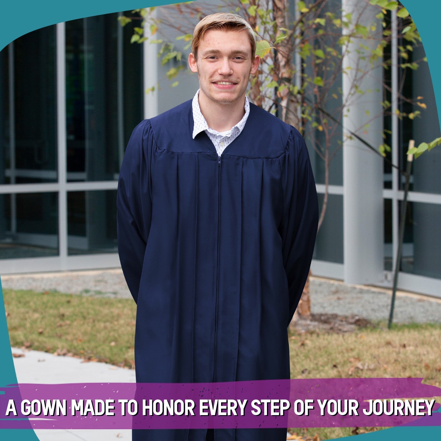 Matte Navy Blue Graduation Gown by Wholesale Grad Supply