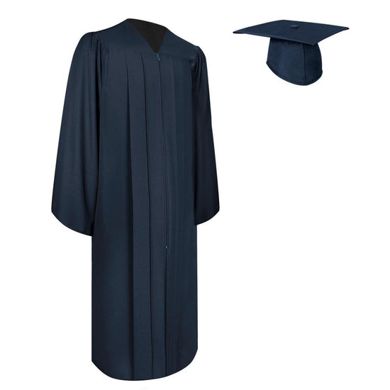 Matte Navy Blue Graduation Gown & Cap by Wholesale Grad Supply