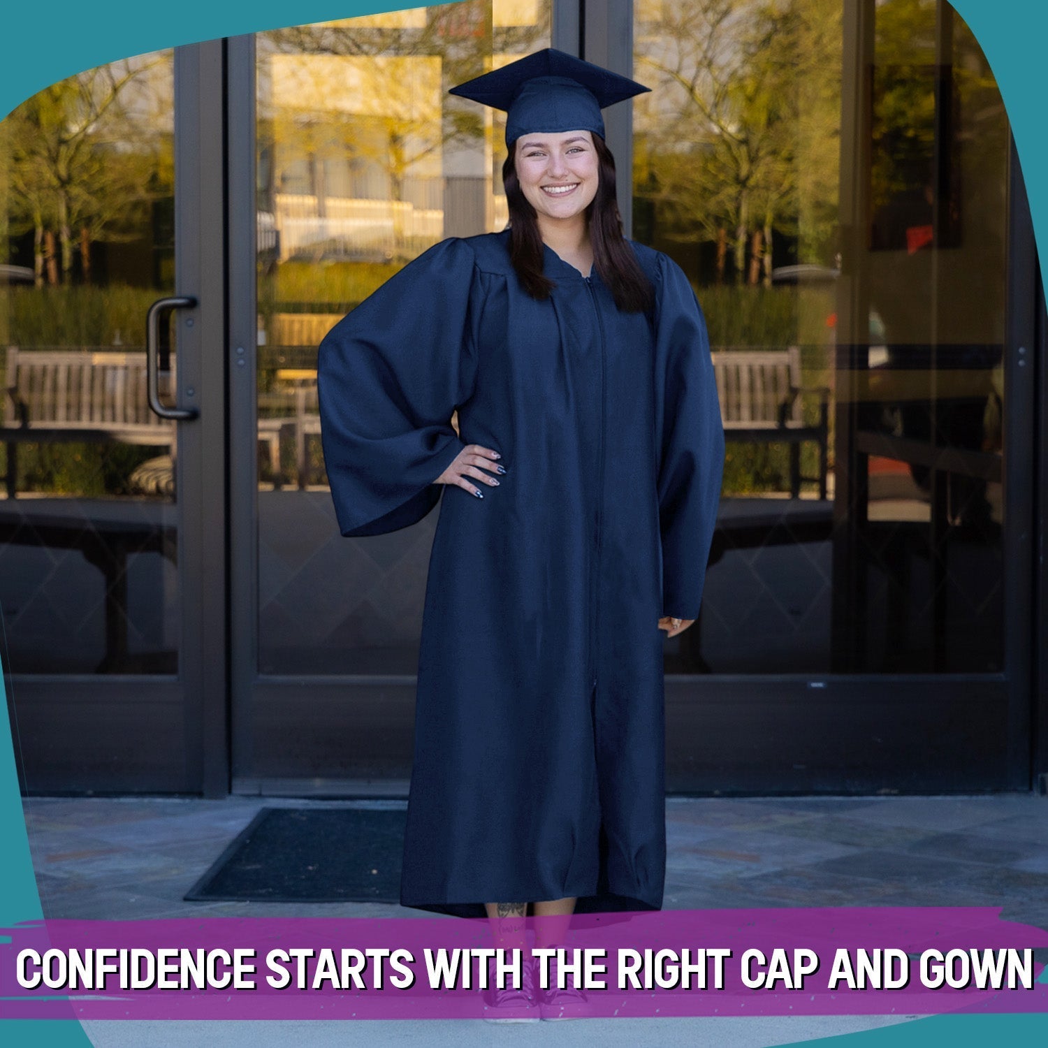Matte Navy Blue Graduation Gown & Cap by Wholesale Grad Supply