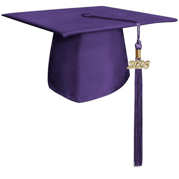 Matte Purple Graduation Cap & Tassel by Wholesale Grad Supply
