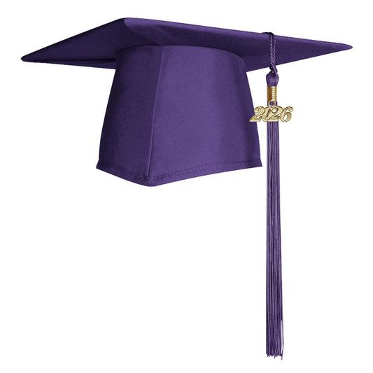 Matte Purple Graduation Cap & Tassel by Wholesale Grad Supply