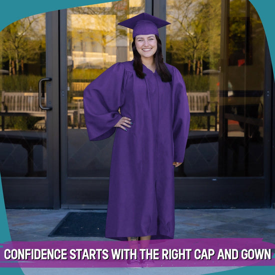 Matte Purple Graduation Gown & Cap by Wholesale Grad Supply