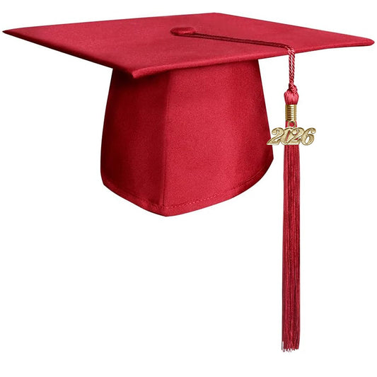 Matte Red Graduation Cap & Tassel by Wholesale Grad Supply