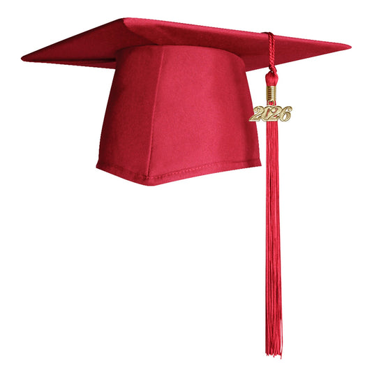 Matte Red Graduation Cap & Tassel by Wholesale Grad Supply