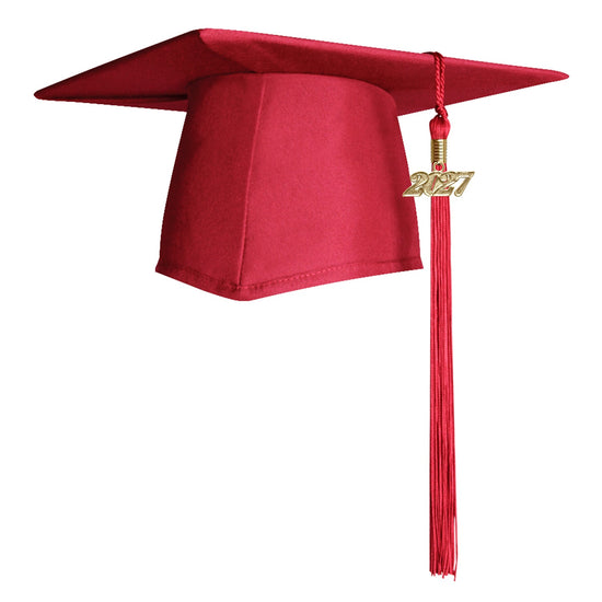 Matte Red Graduation Cap & Tassel by Wholesale Grad Supply