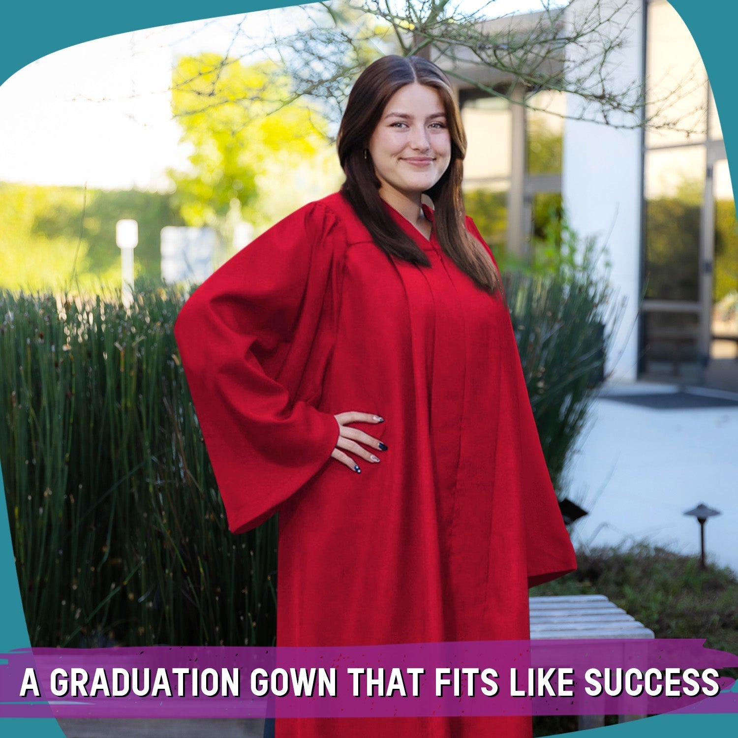 Matte Red Graduation Gown by Wholesale Grad Supply