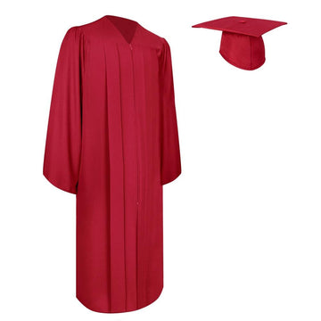 Matte Red Graduation Gown & Cap by Wholesale Grad Supply