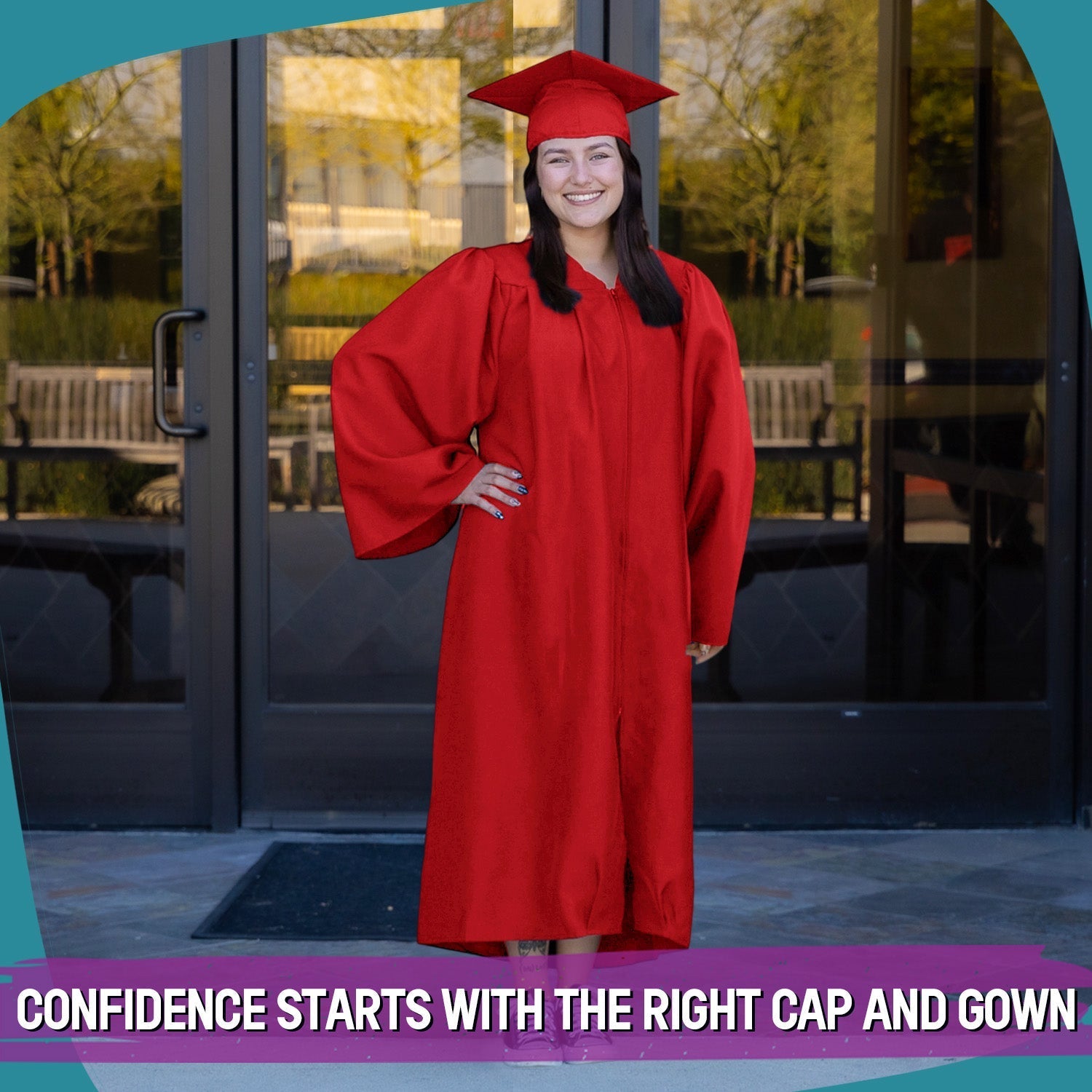 Matte Red Graduation Gown & Cap by Wholesale Grad Supply