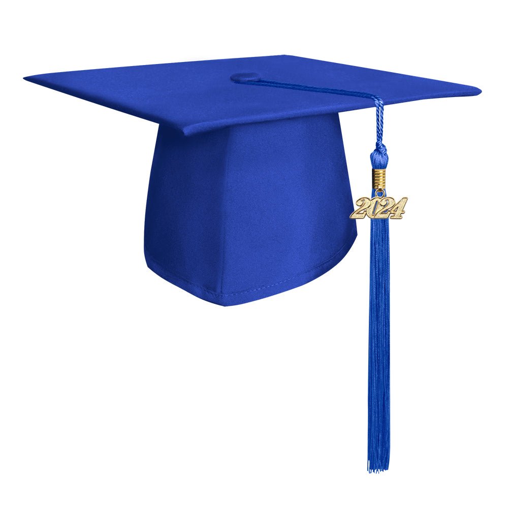 Matte Royal Blue Graduation Cap & Tassel by Wholesale Grad Supply